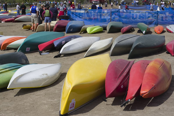 rows of canoes