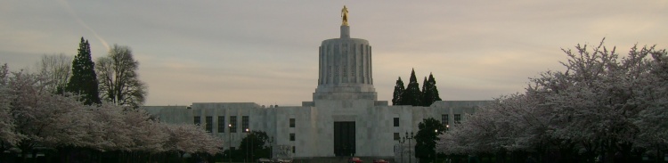The Oregon Capitol in spring