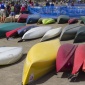 rows of canoes
